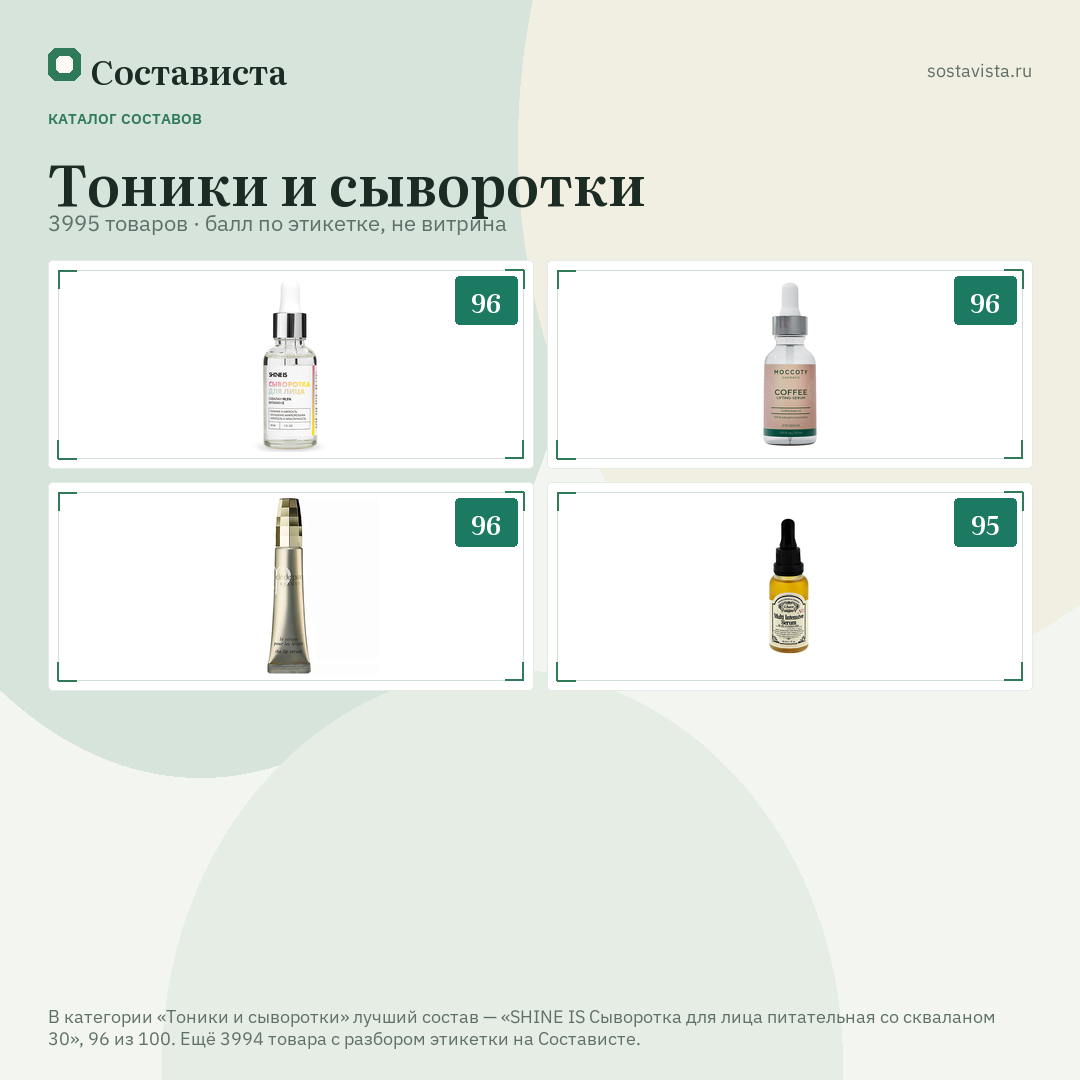 Тоники и сыворотки: 3995 товаров в каталоге Состависты