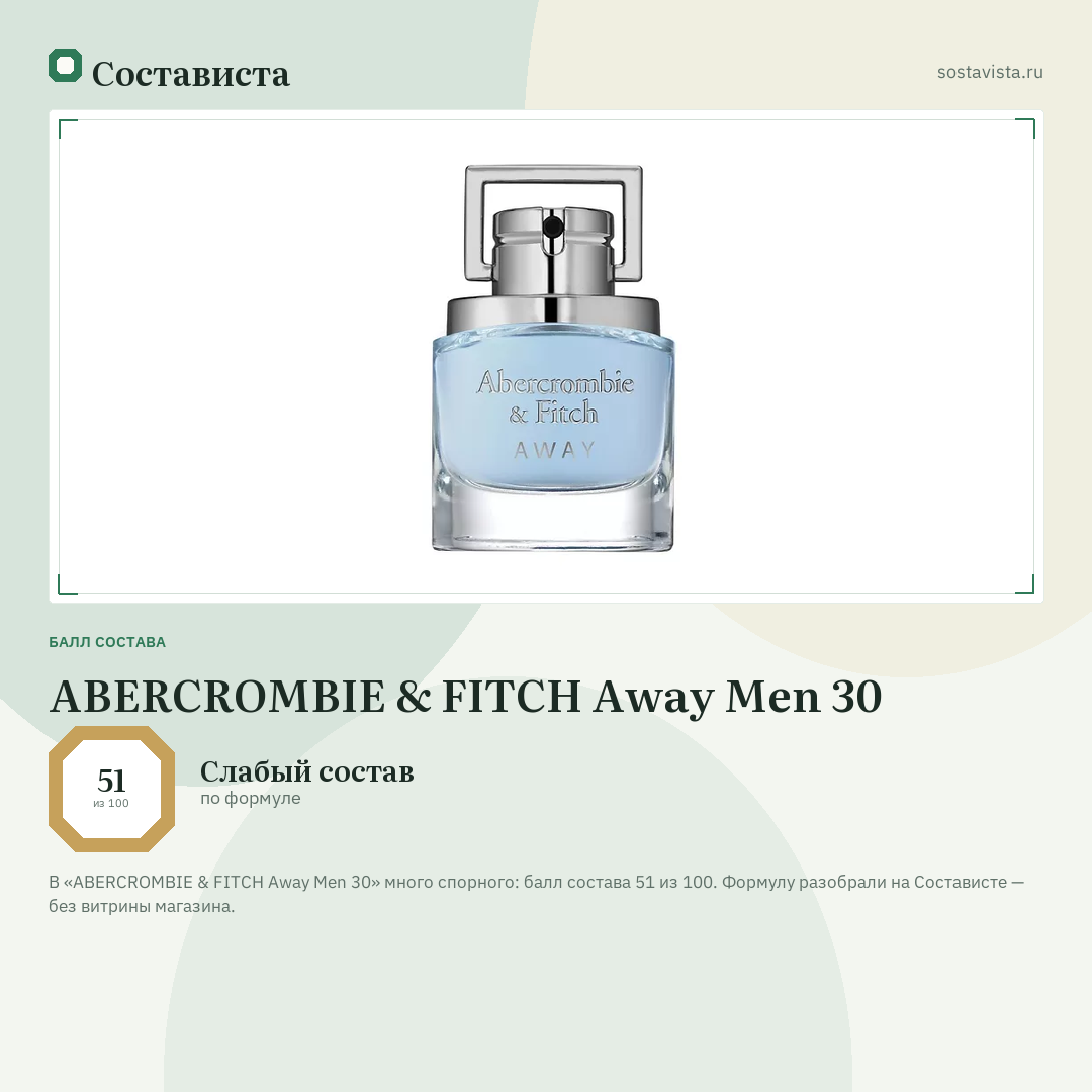 ABERCROMBIE & FITCH Away Men 30: балл состава 51 из 100 — Состависта