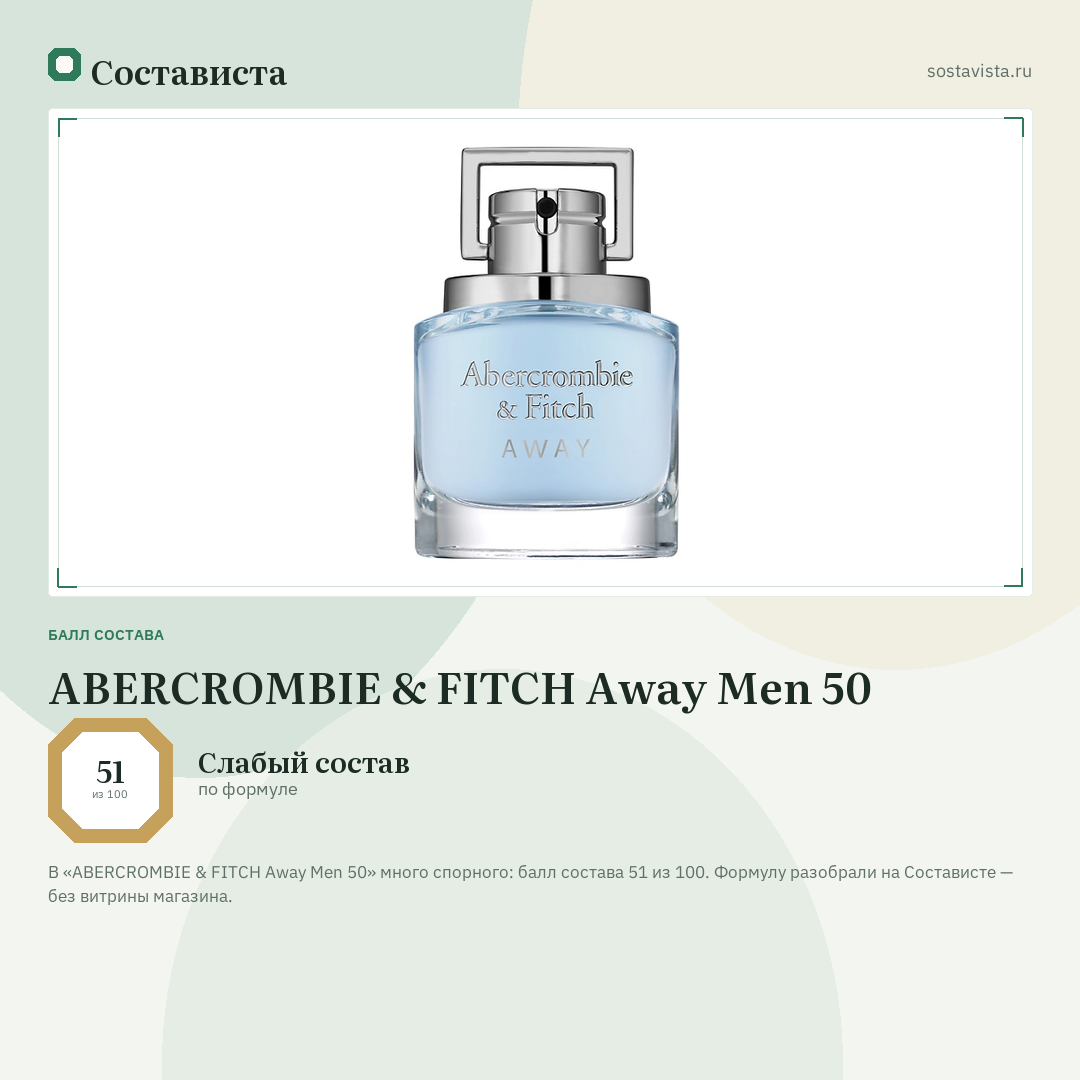 ABERCROMBIE & FITCH Away Men 50: балл состава 51 из 100 — Состависта