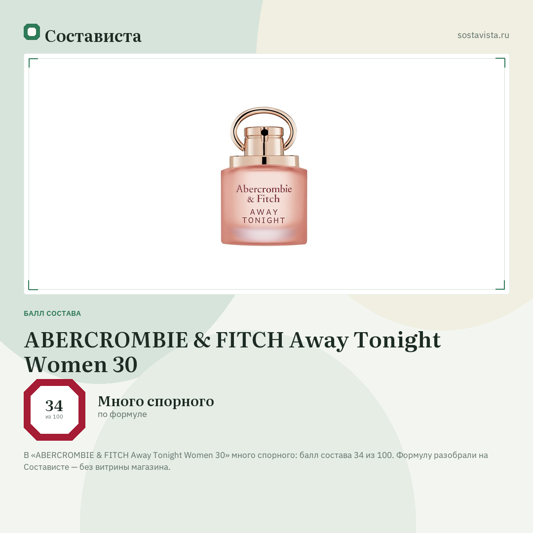 ABERCROMBIE & FITCH Away Tonight Women 30: балл состава 34 из 100 — Состависта