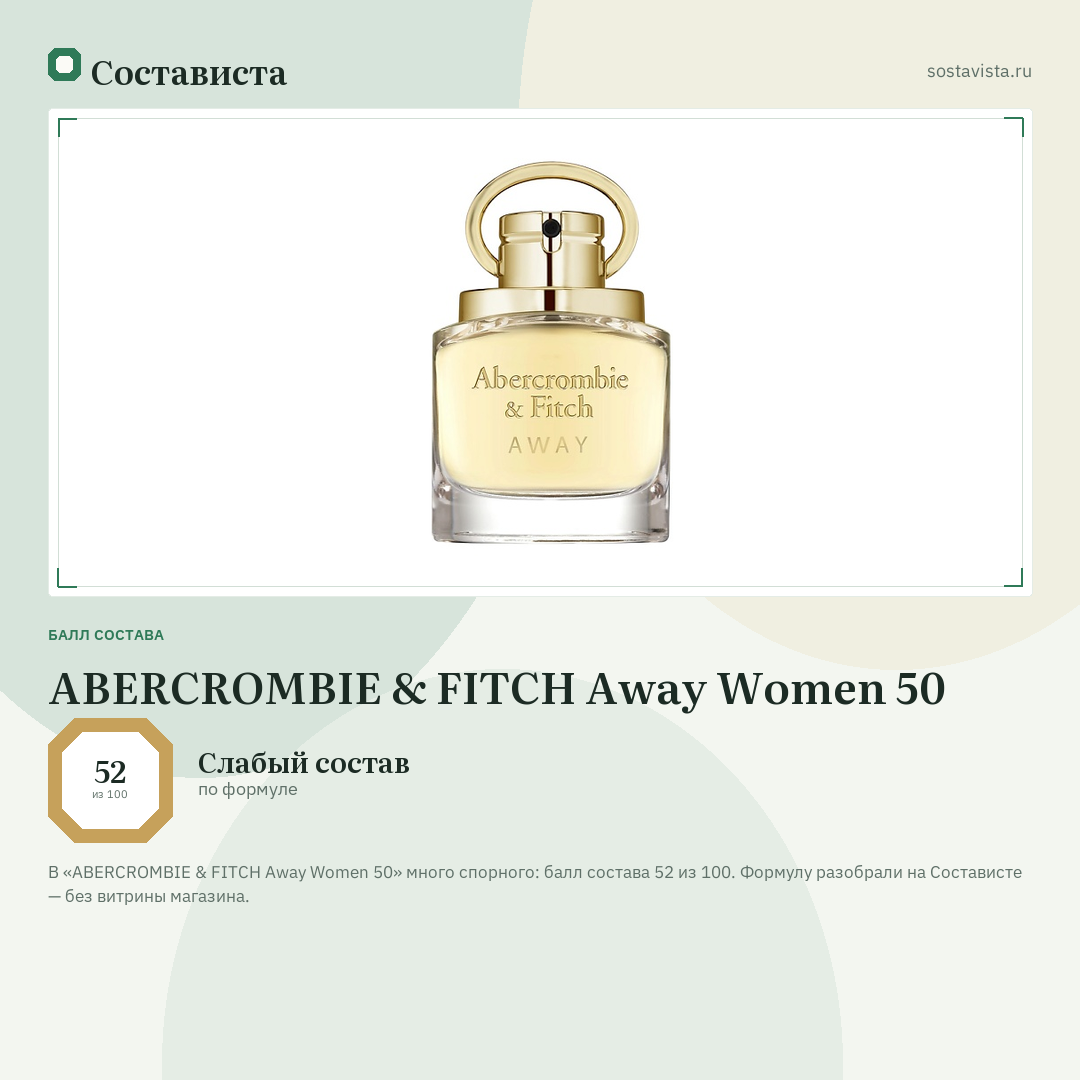 ABERCROMBIE & FITCH Away Women 50: балл состава 52 из 100 — Состависта