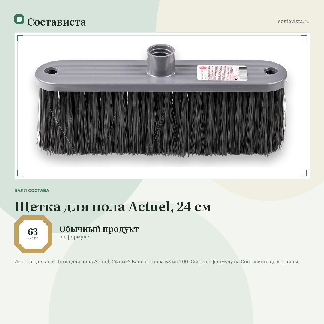 Щетка для пола Actuel, 24 см: балл состава 63 из 100 — Состависта