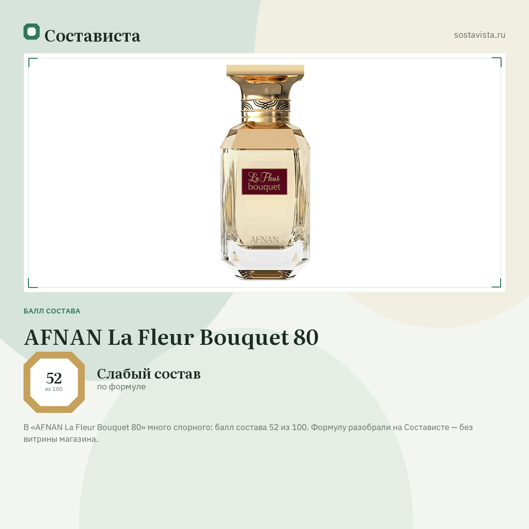 AFNAN La Fleur Bouquet 80: балл состава 52 из 100 — Состависта