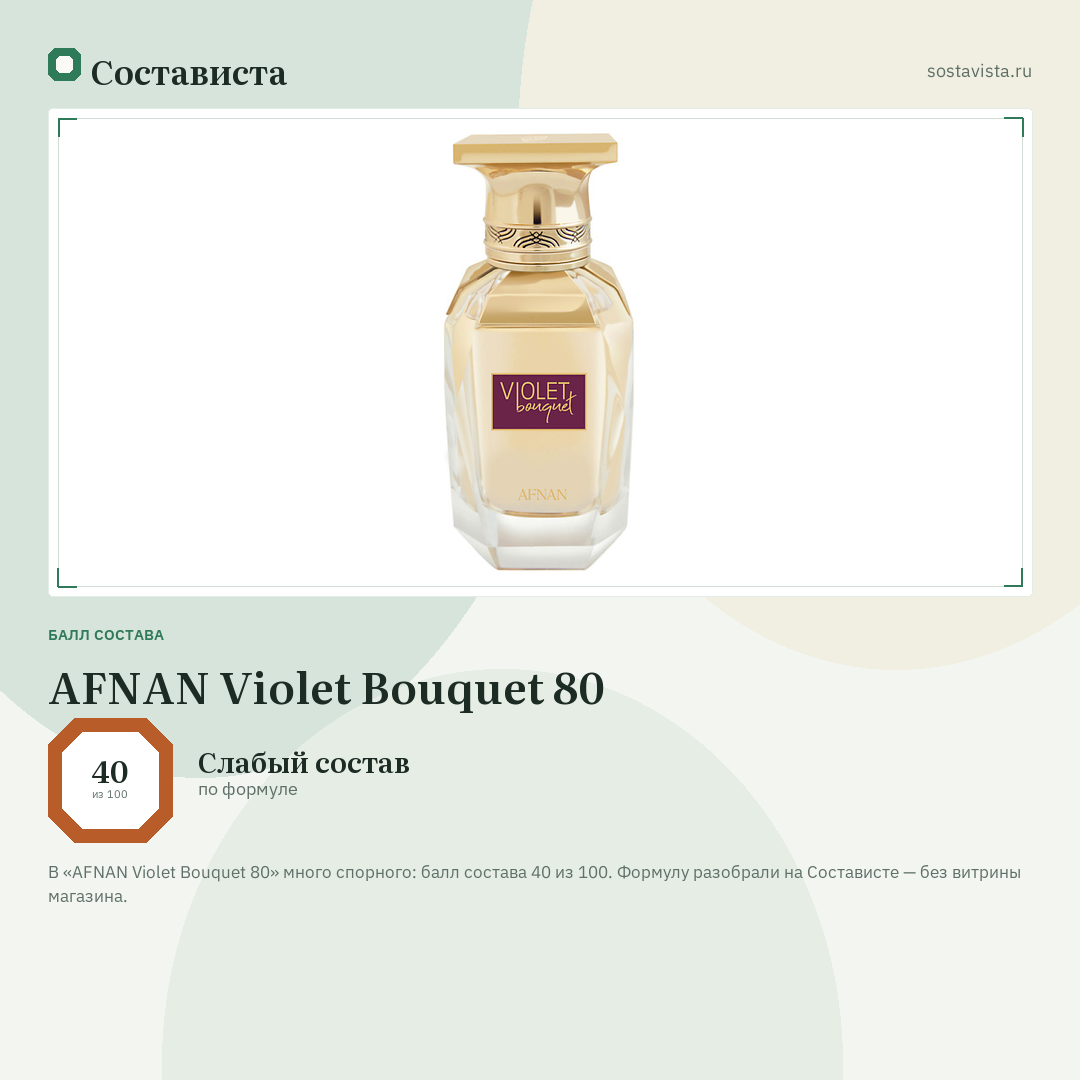 AFNAN Violet Bouquet 80: балл состава 40 из 100 — Состависта