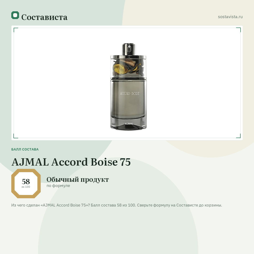 AJMAL Accord Boise 75: балл состава 58 из 100 — Состависта