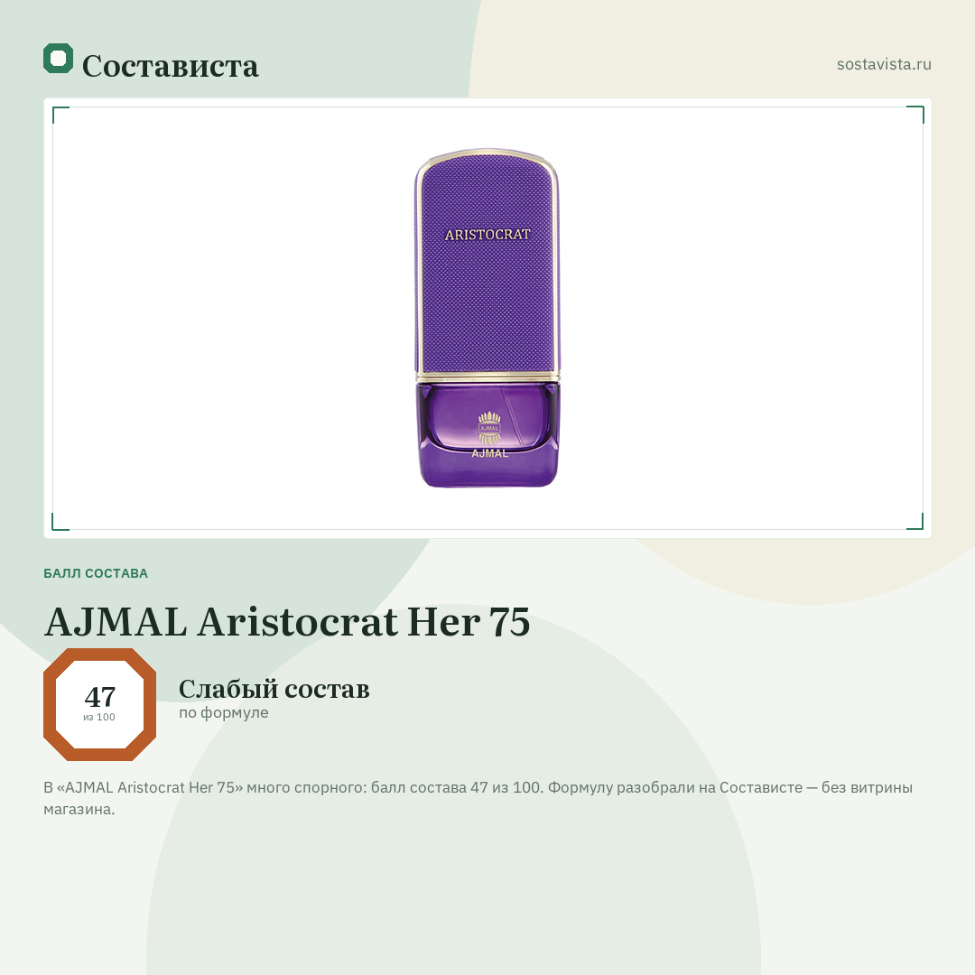 AJMAL Aristocrat Her 75: балл состава 47 из 100 — Состависта