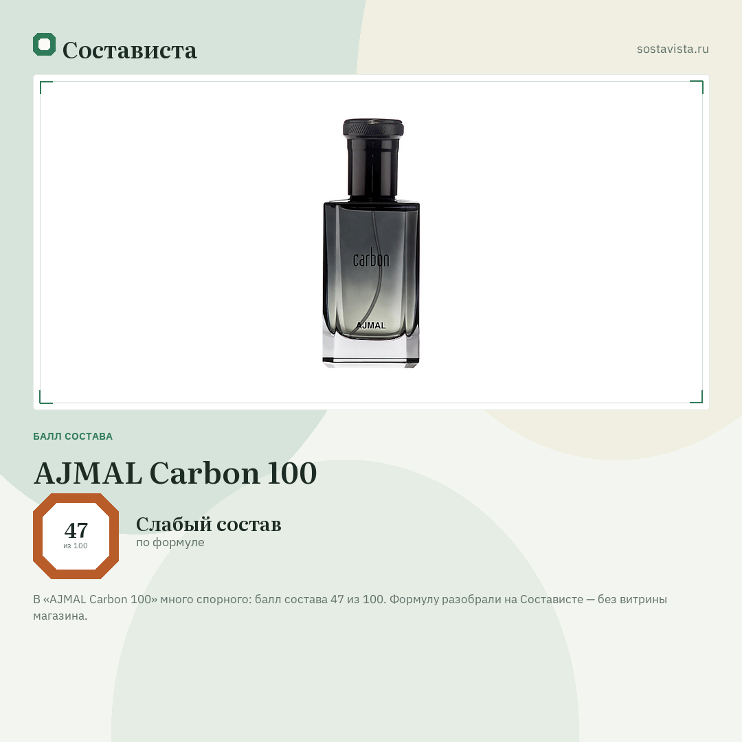 AJMAL Carbon 100: балл состава 47 из 100 — Состависта