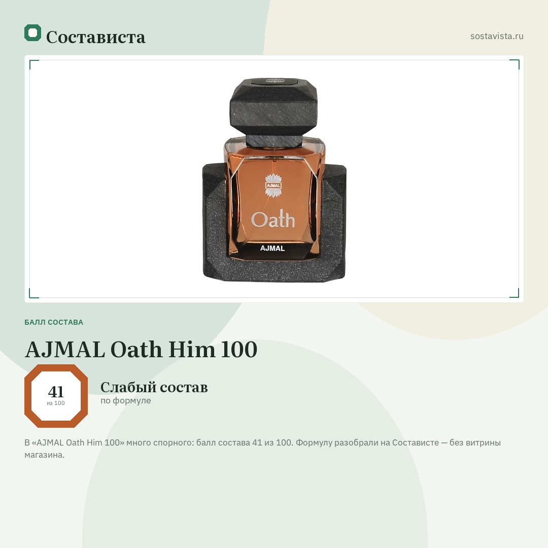 AJMAL Oath Him 100: балл состава 41 из 100 — Состависта