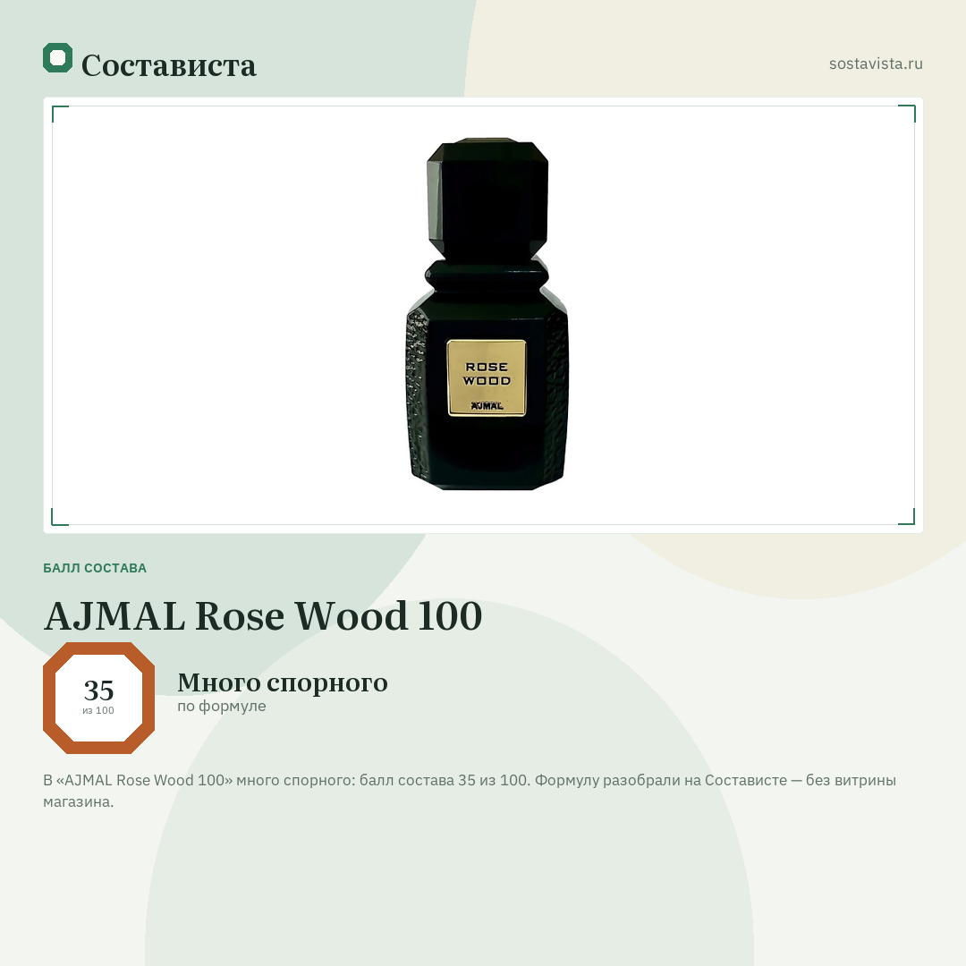 AJMAL Rose Wood 100: балл состава 35 из 100 — Состависта