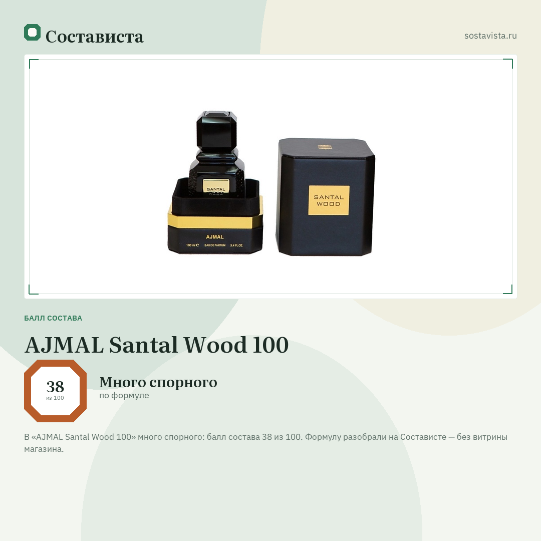 AJMAL Santal Wood 100: балл состава 38 из 100 — Состависта