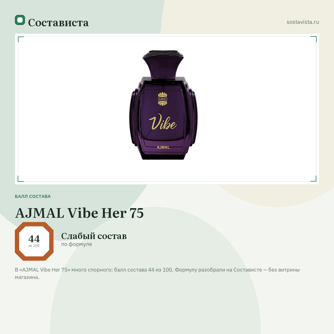 AJMAL Vibe Her 75: балл состава 44 из 100 — Состависта