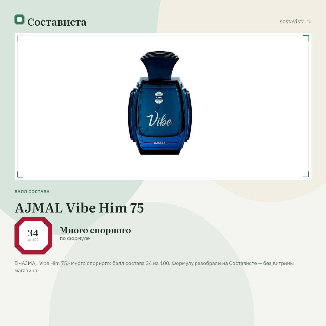 AJMAL Vibe Him 75: балл состава 34 из 100 — Состависта