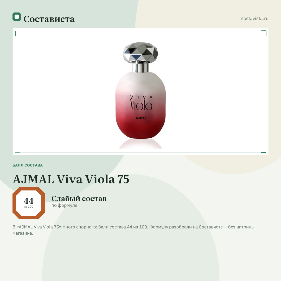AJMAL Viva Viola 75: балл состава 44 из 100 — Состависта