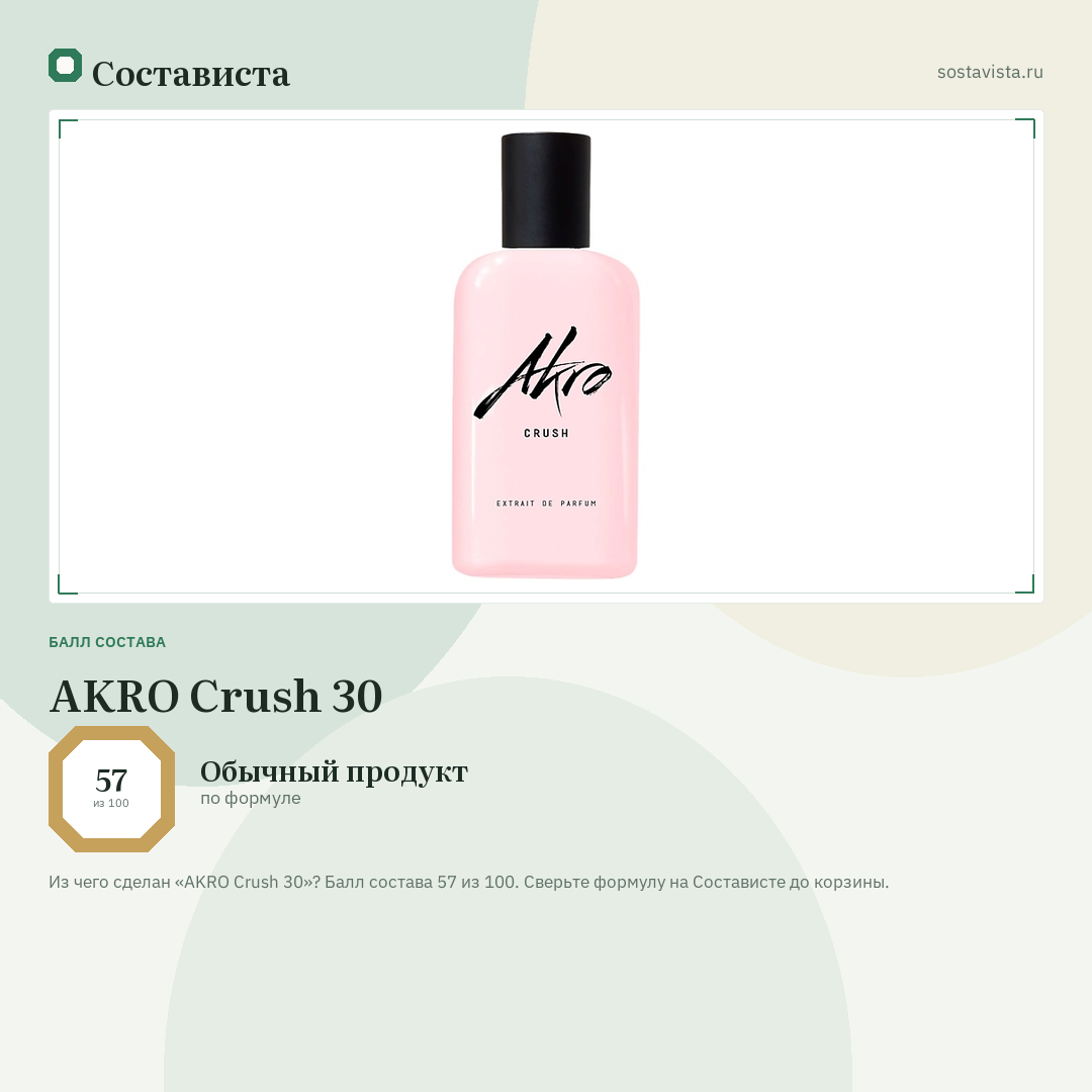 AKRO Crush 30: балл состава 57 из 100 — Состависта