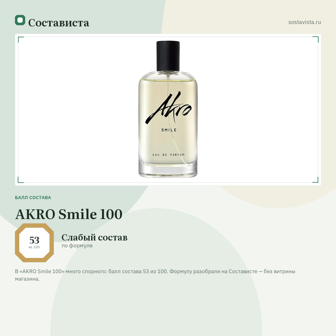 AKRO Smile 100: балл состава 53 из 100 — Состависта