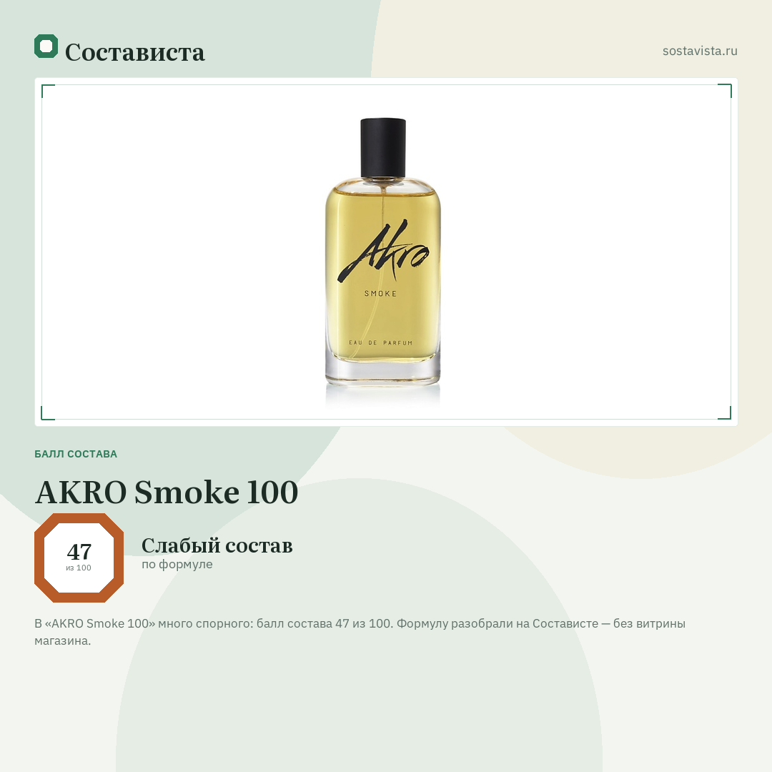 AKRO Smoke 100: балл состава 47 из 100 — Состависта