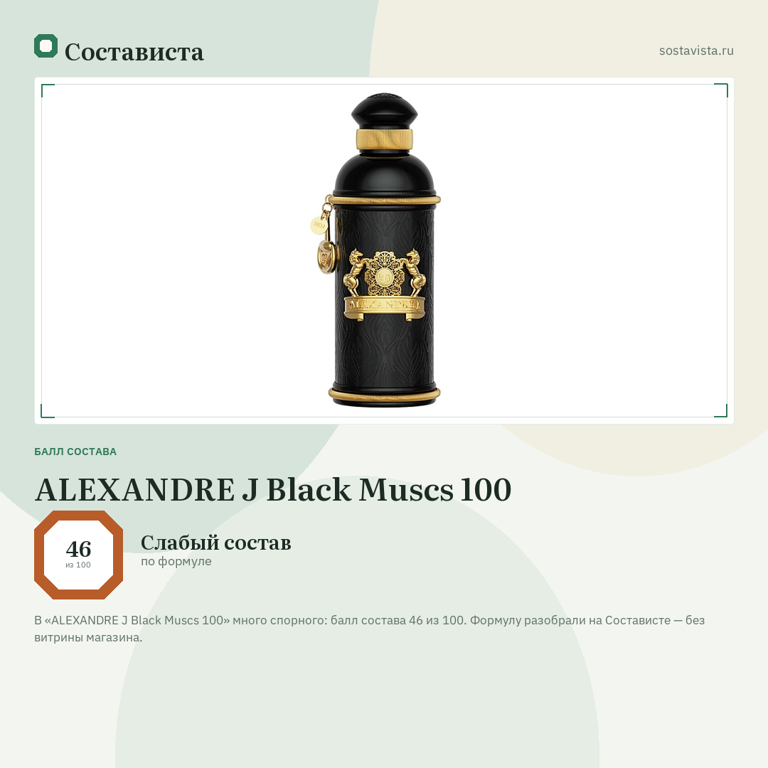 ALEXANDRE J Black Muscs 100: балл состава 46 из 100 — Состависта