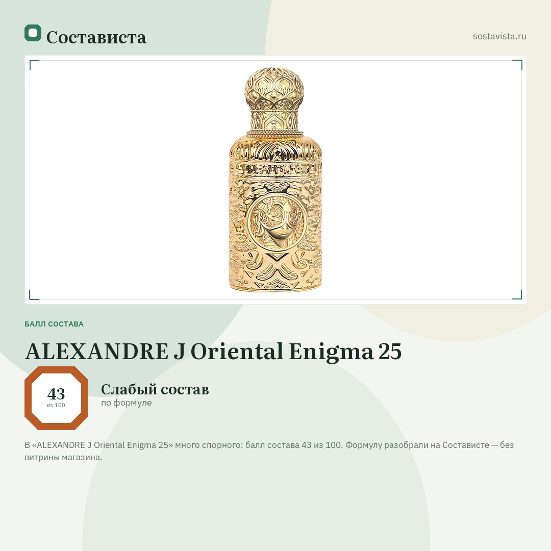 ALEXANDRE J Oriental Enigma 25: балл состава 43 из 100 — Состависта