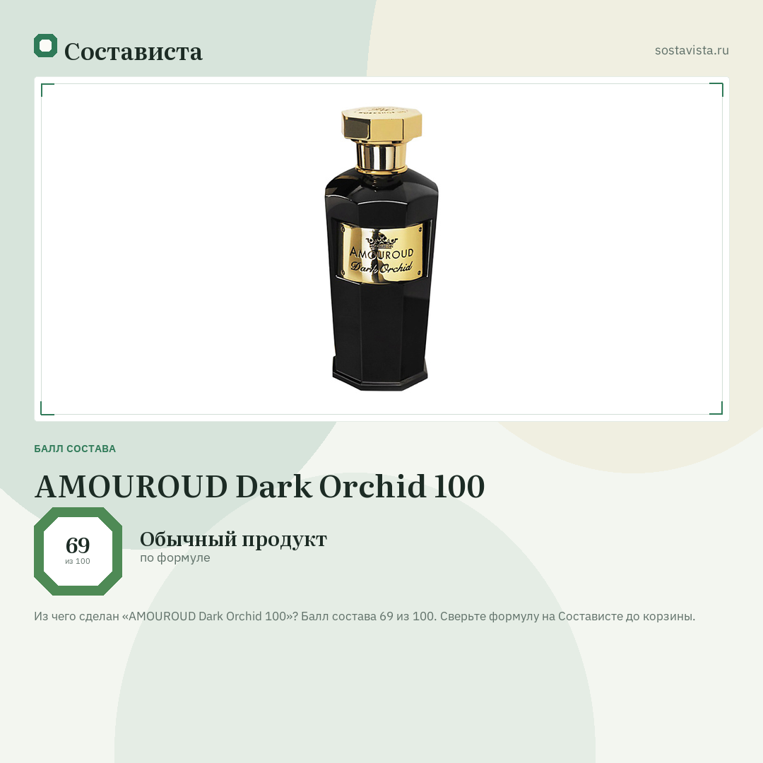 AMOUROUD Dark Orchid 100: балл состава 69 из 100 — Состависта