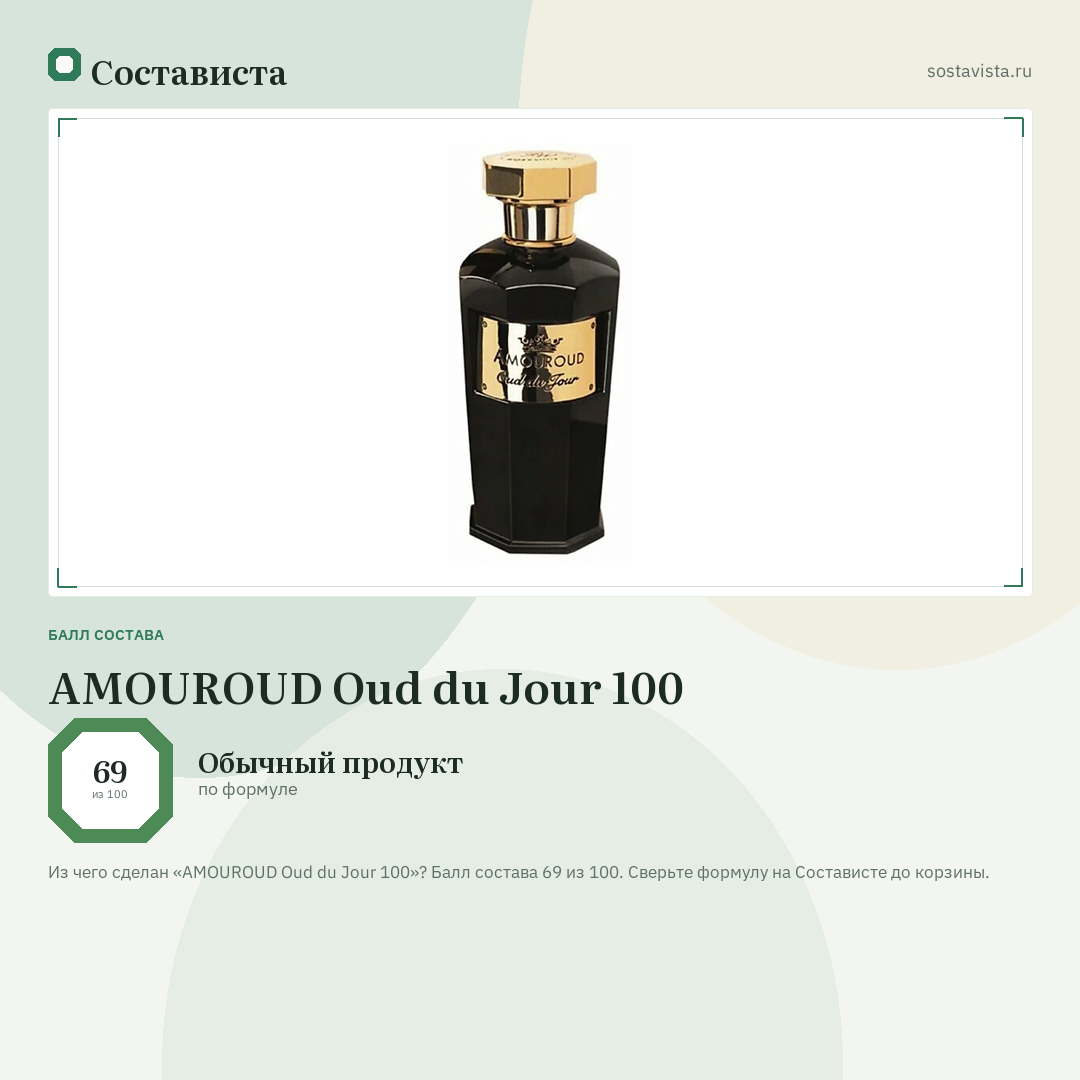 AMOUROUD Oud du Jour 100: балл состава 69 из 100 — Состависта