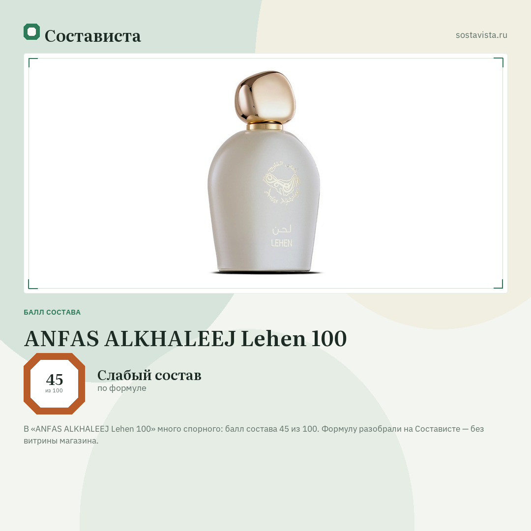 ANFAS ALKHALEEJ Lehen 100: балл состава 45 из 100 — Состависта