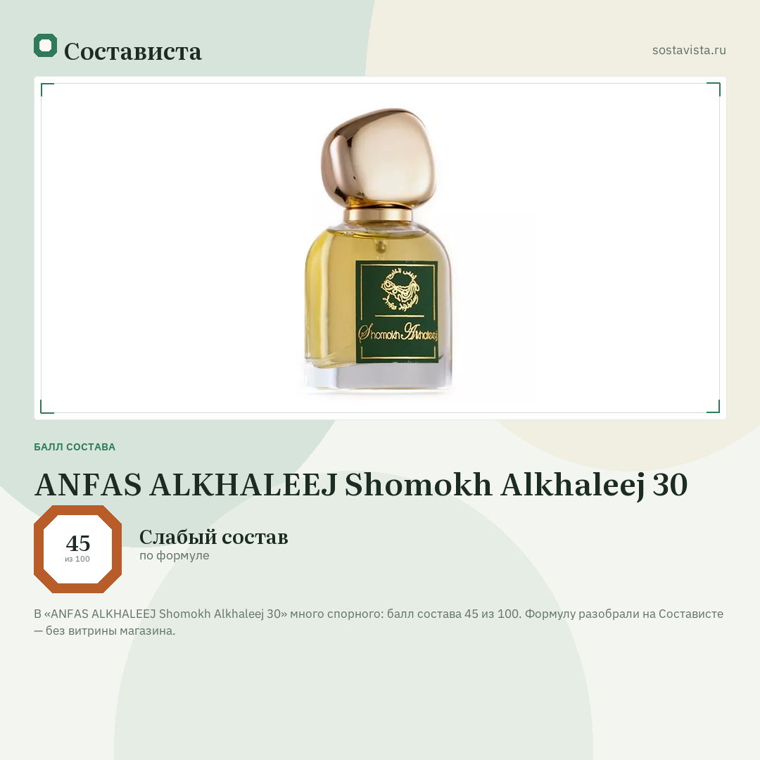 ANFAS ALKHALEEJ Shomokh Alkhaleej 30: балл состава 45 из 100 — Состависта