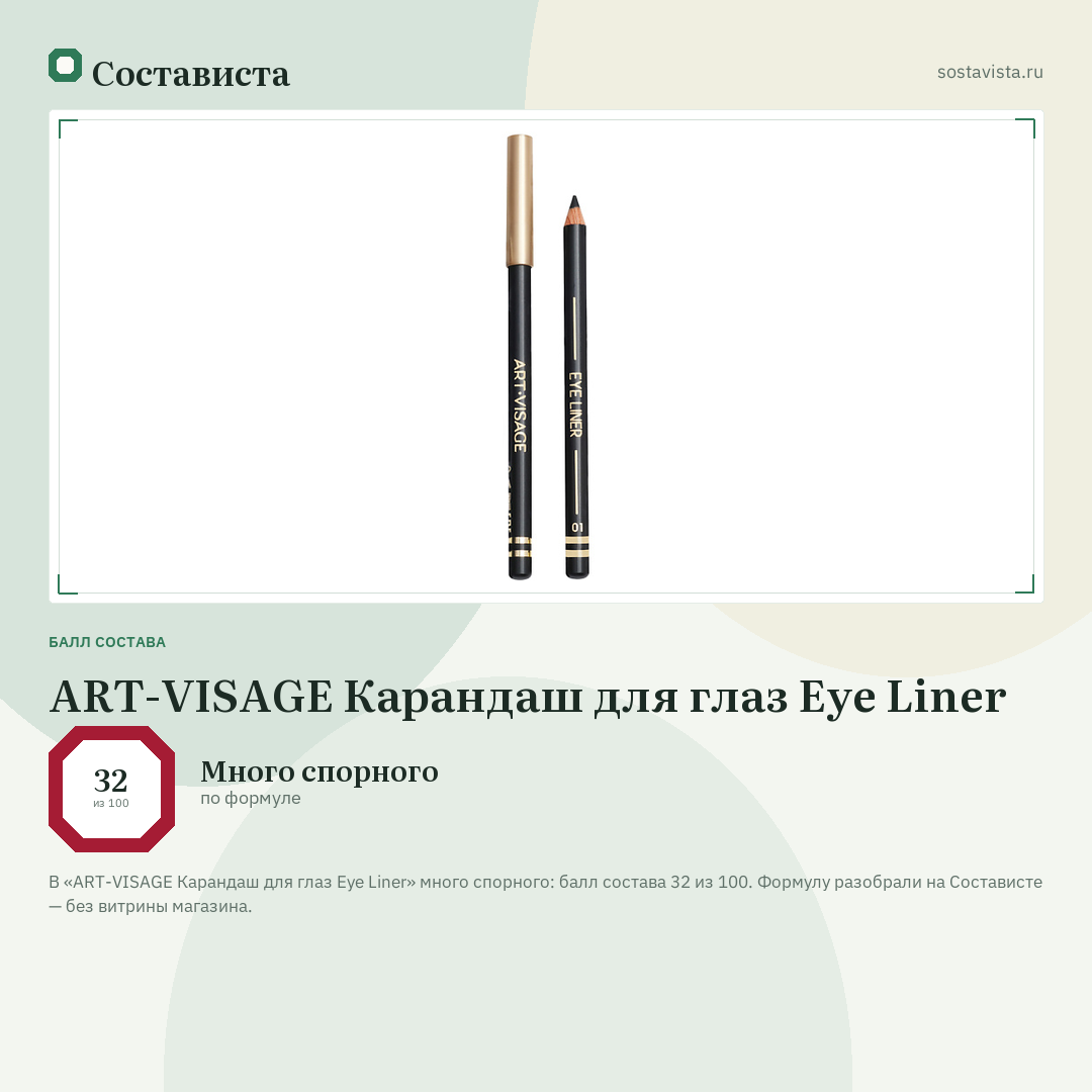ART-VISAGE Карандаш для глаз Eye Liner: балл состава 32 из 100 — Состависта