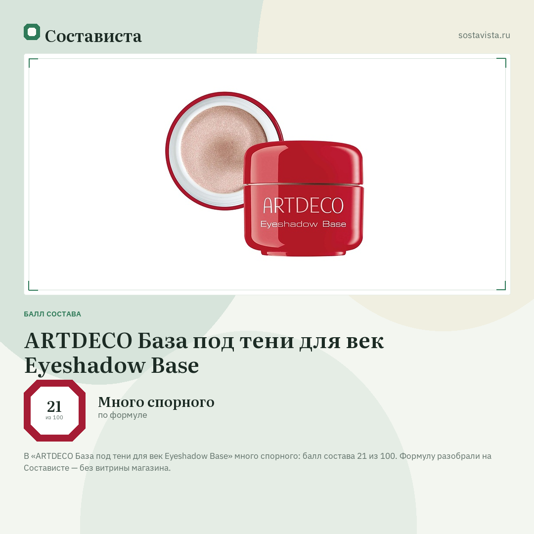 ARTDECO База под тени для век Eyeshadow Base: балл состава 21 из 100 — Состависта
