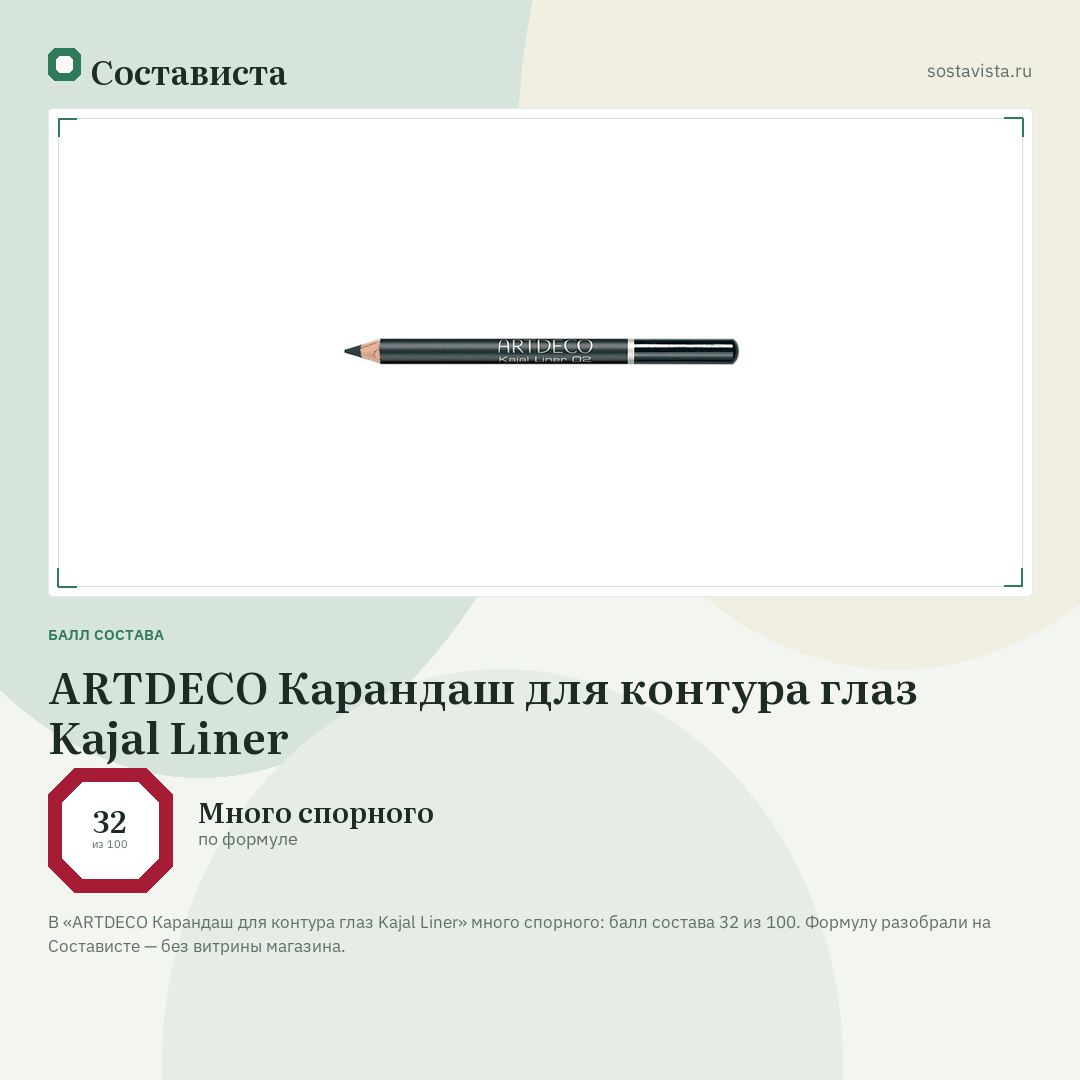 ARTDECO Карандаш для контура глаз Kajal Liner: балл состава 32 из 100 — Состависта