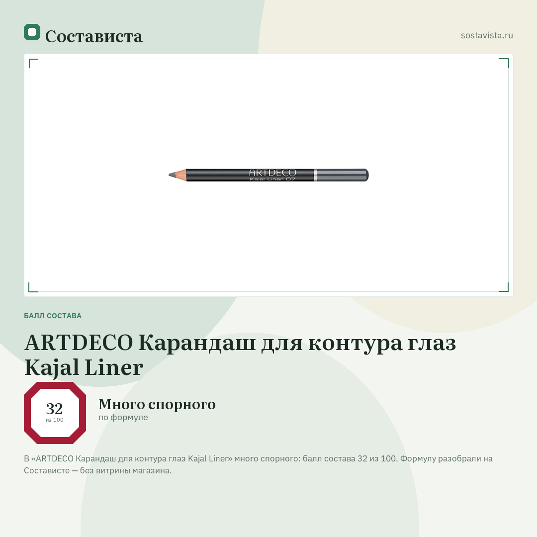 ARTDECO Карандаш для контура глаз Kajal Liner: балл состава 32 из 100 — Состависта