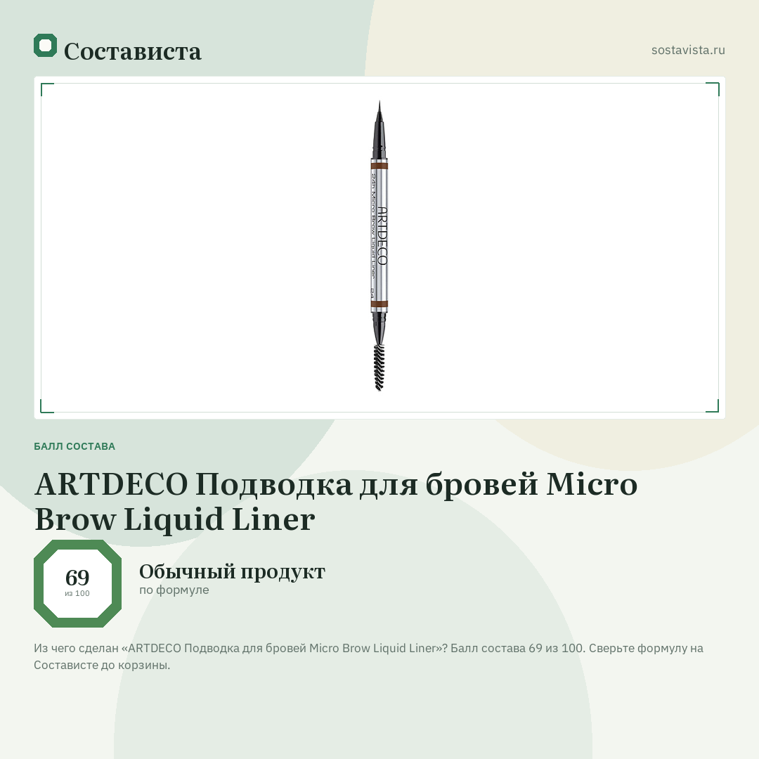 ARTDECO Подводка для бровей Micro Brow Liquid Liner: балл состава 69 из 100 — Состависта