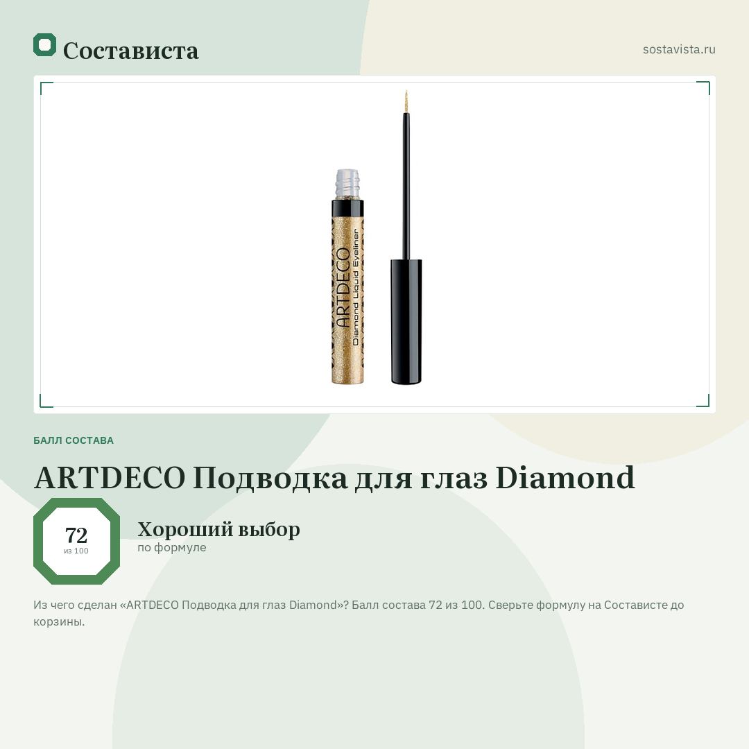 ARTDECO Подводка для глаз Diamond: балл состава 72 из 100 — Состависта