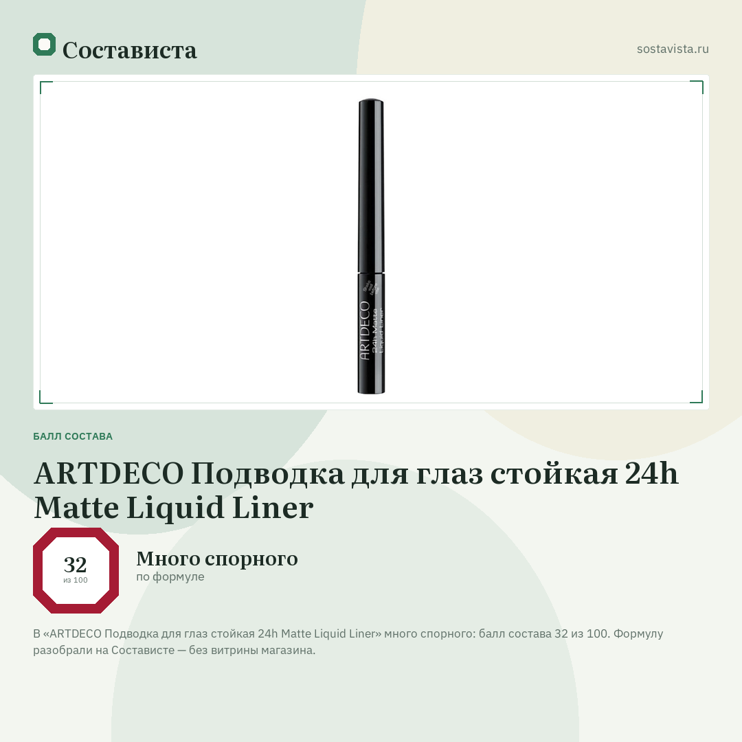 ARTDECO Подводка для глаз стойкая 24h Matte Liquid Liner: балл состава 32 из 100 — Состависта
