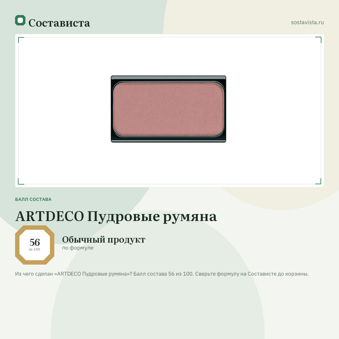 ARTDECO Пудровые румяна: балл состава 56 из 100 — Состависта