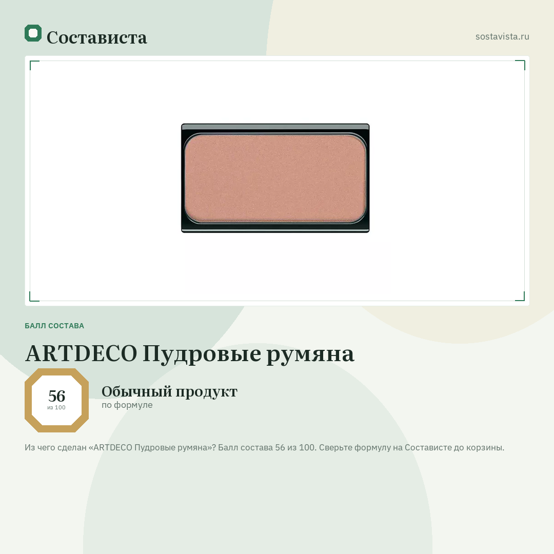 ARTDECO Пудровые румяна: балл состава 56 из 100 — Состависта