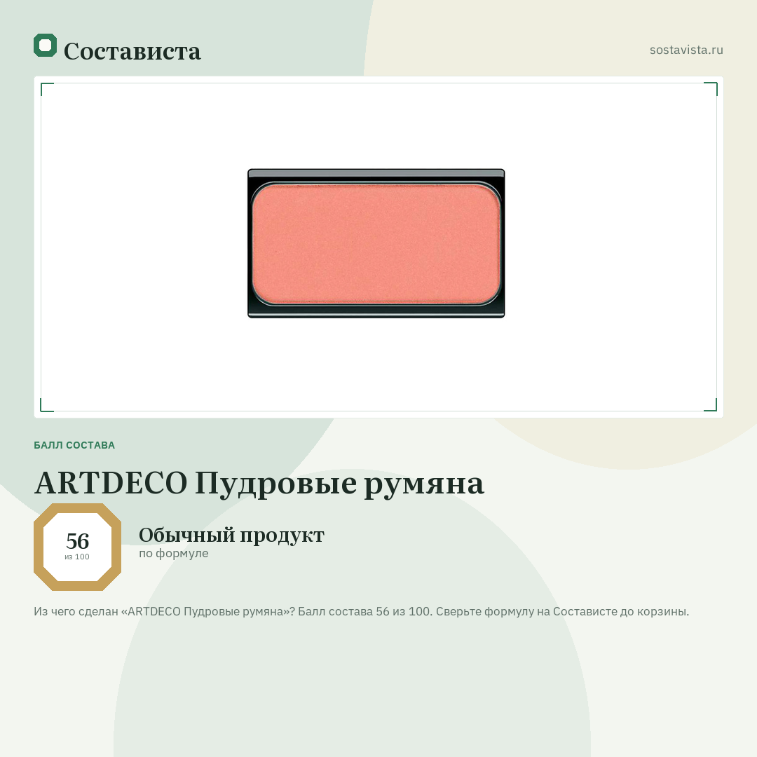ARTDECO Пудровые румяна: балл состава 56 из 100 — Состависта