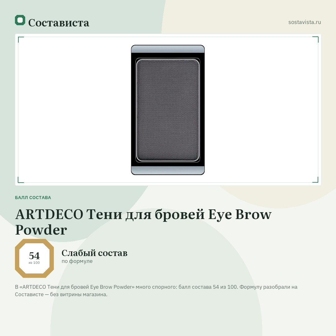 ARTDECO Тени для бровей Eye Brow Powder: балл состава 54 из 100 — Состависта