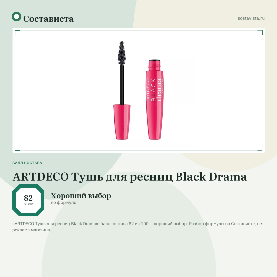 ARTDECO Тушь для ресниц Black Drama: балл состава 82 из 100 — Состависта
