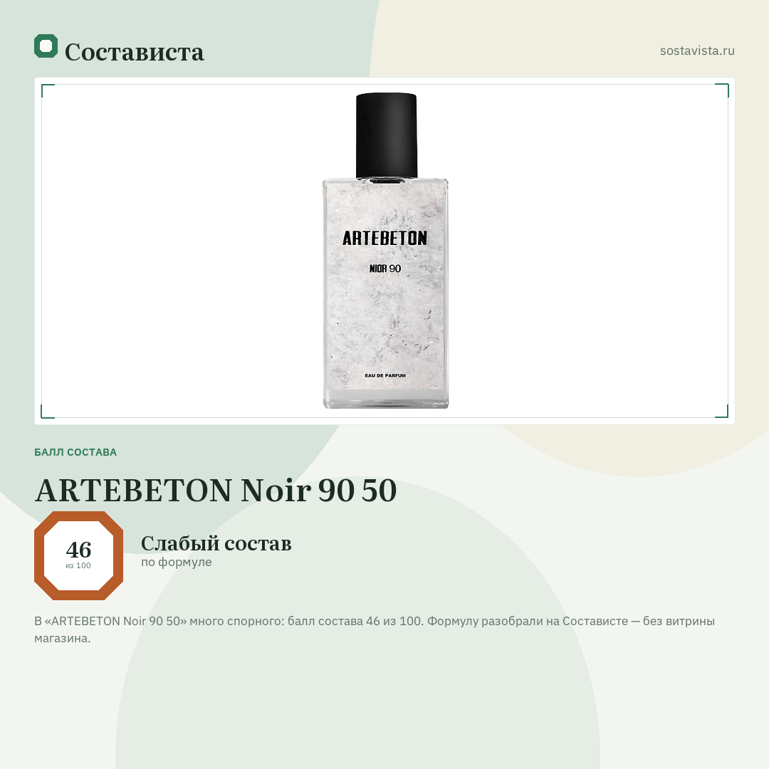 ARTEBETON Noir 90 50: балл состава 46 из 100 — Состависта