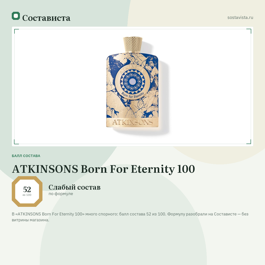 ATKINSONS Born For Eternity 100: балл состава 52 из 100 — Состависта