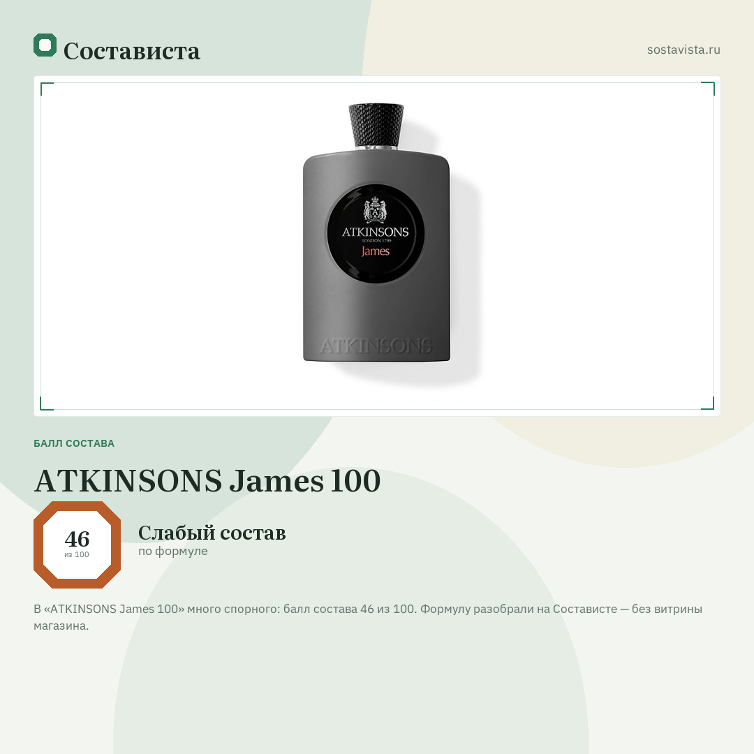 ATKINSONS James 100: балл состава 46 из 100 — Состависта