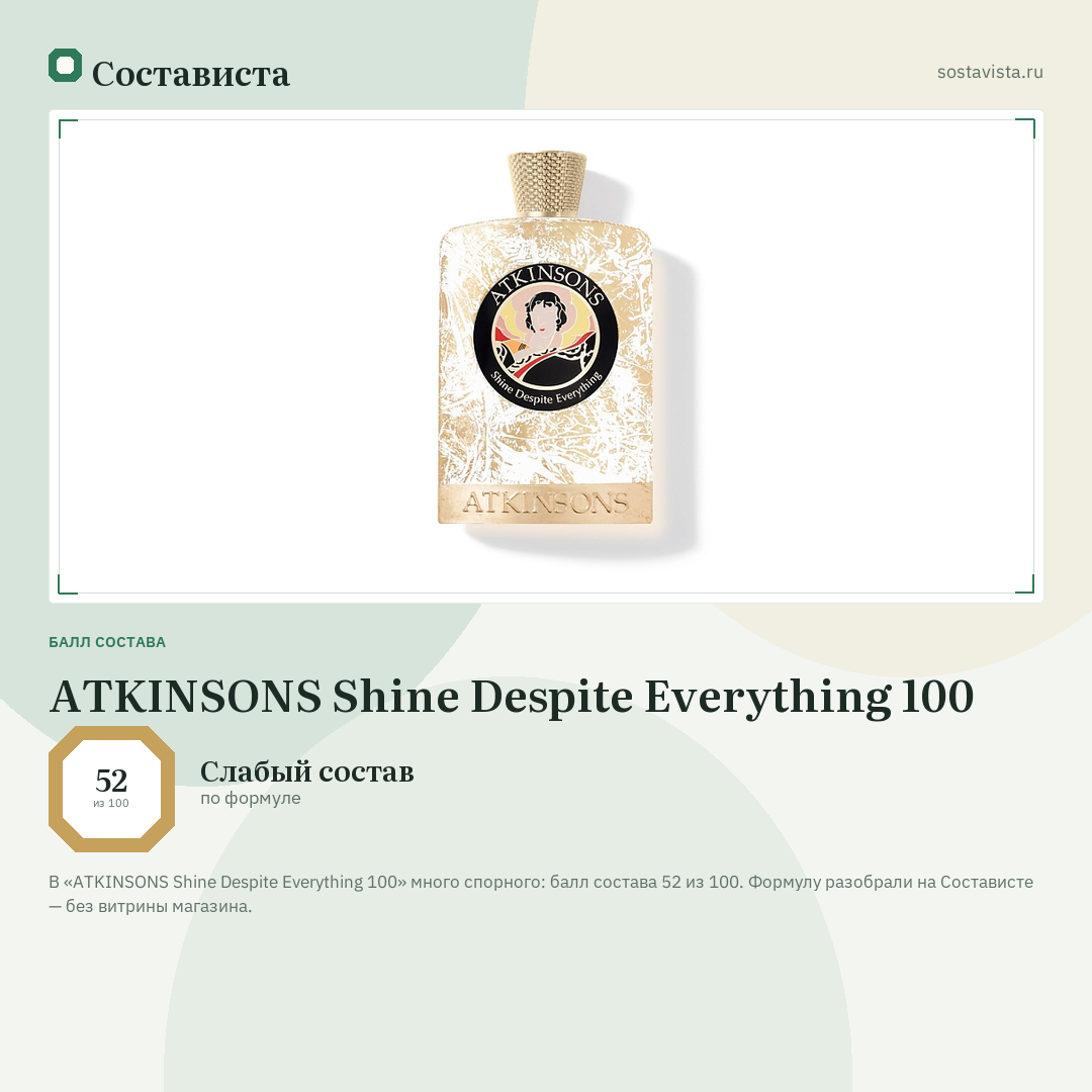 ATKINSONS Shine Despite Everything 100: балл состава 52 из 100 — Состависта