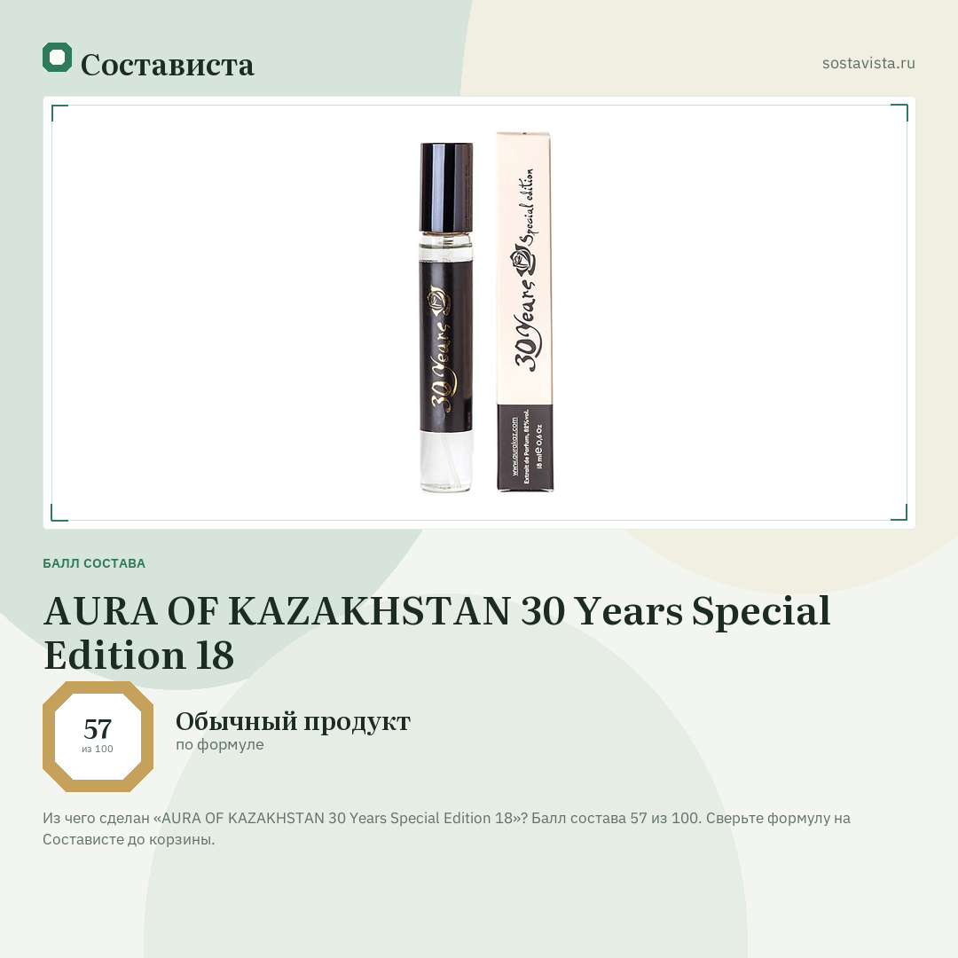 AURA OF KAZAKHSTAN 30 Years Special Edition 18: балл состава 57 из 100 — Состависта