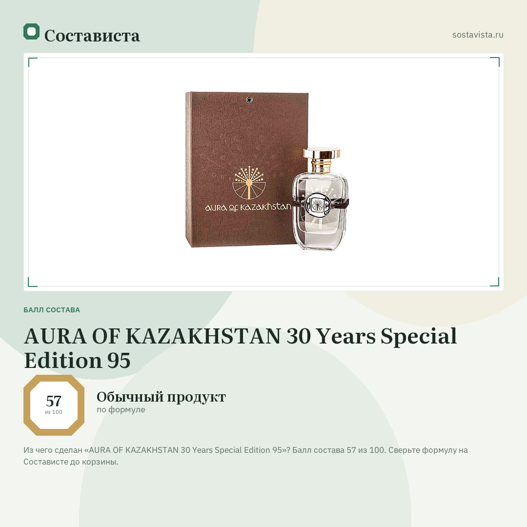 AURA OF KAZAKHSTAN 30 Years Special Edition 95: балл состава 57 из 100 — Состависта