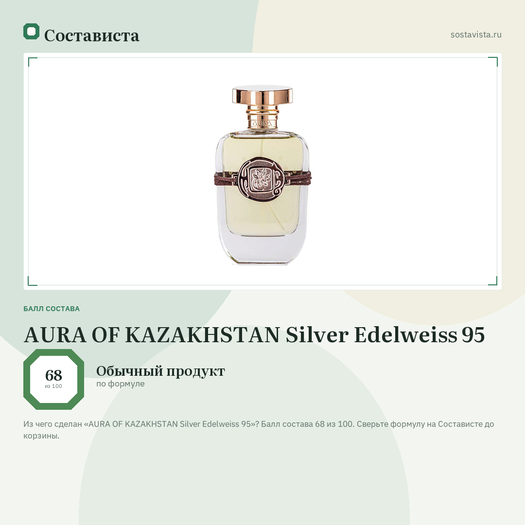 AURA OF KAZAKHSTAN Silver Edelweiss 95: балл состава 68 из 100 — Состависта