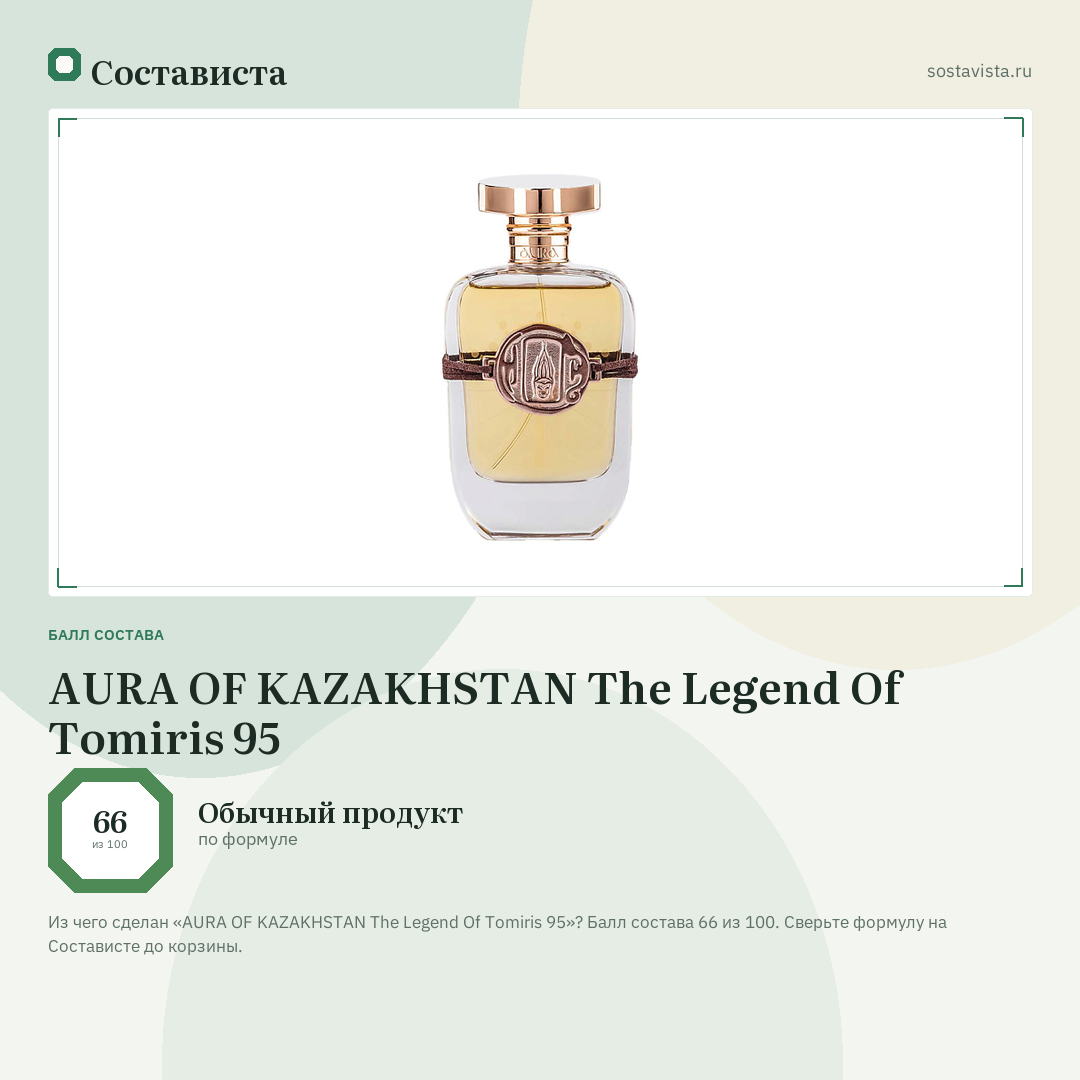 AURA OF KAZAKHSTAN The Legend Of Tomiris 95: балл состава 66 из 100 — Состависта