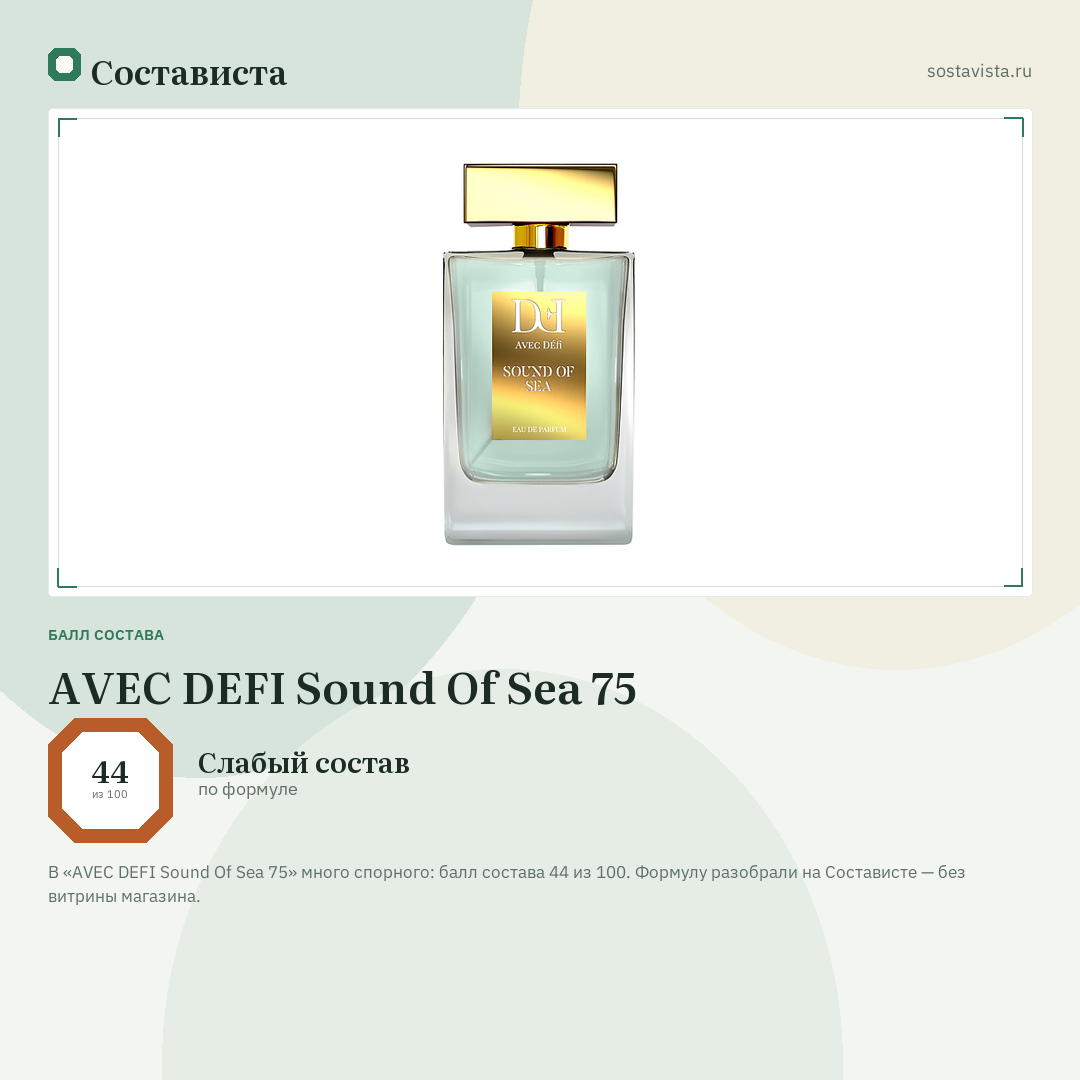 AVEC DEFI Sound Of Sea 75: балл состава 44 из 100 — Состависта