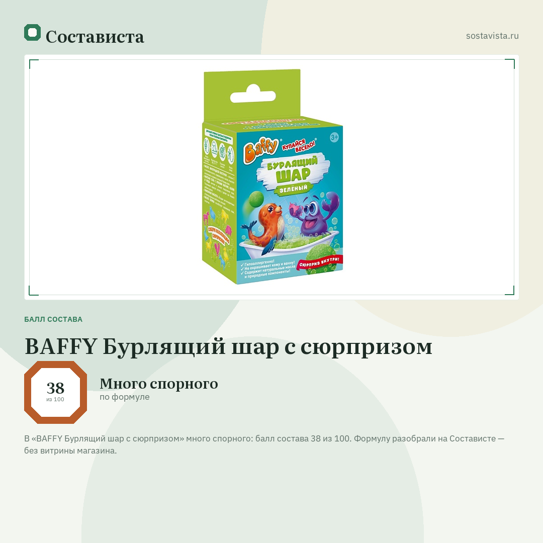 BAFFY Бурлящий шар с сюрпризом: балл состава 38 из 100 — Состависта