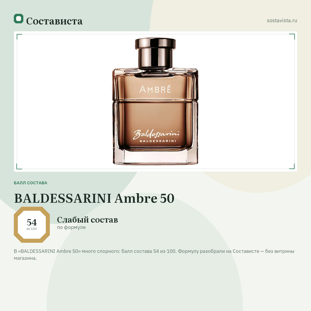 BALDESSARINI Ambre 50: балл состава 54 из 100 — Состависта