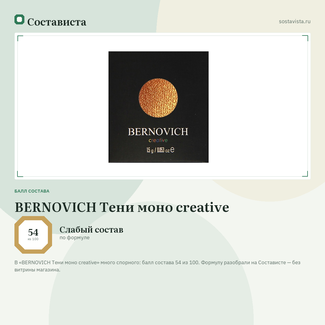 BERNOVICH Тени моно creative: балл состава 54 из 100 — Состависта